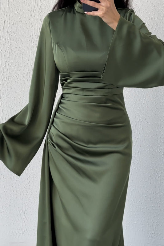 Elegant Draped Satin Evening Dress 6973
