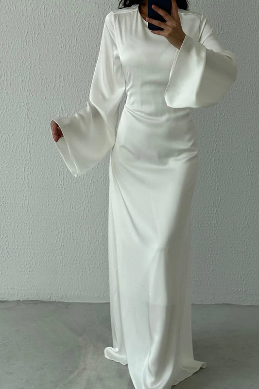 Minimalist Flared Sleeve Bridal Evening Dress 6999